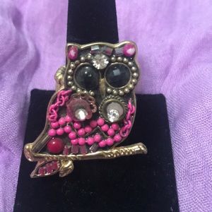 Multi-colored blinged out Owl Ring